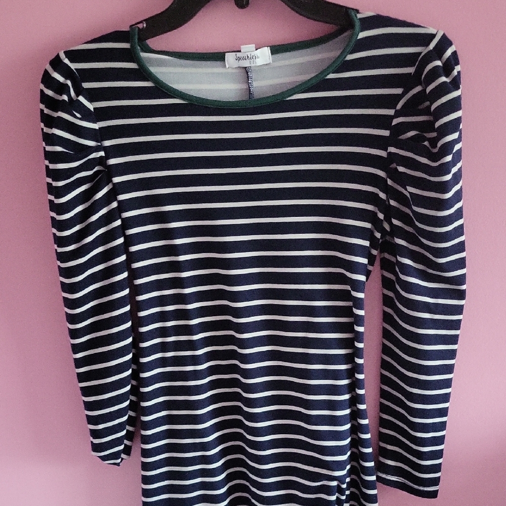 Speechless Navy and White Striped Dress
